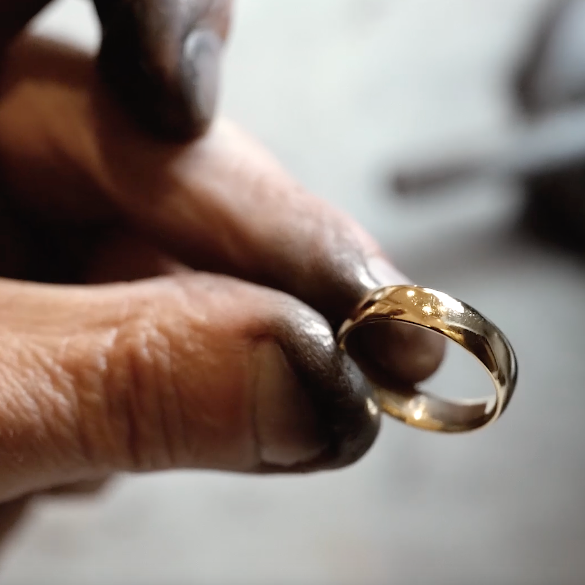 Hand made in Melbourne gold mens wedding ring.