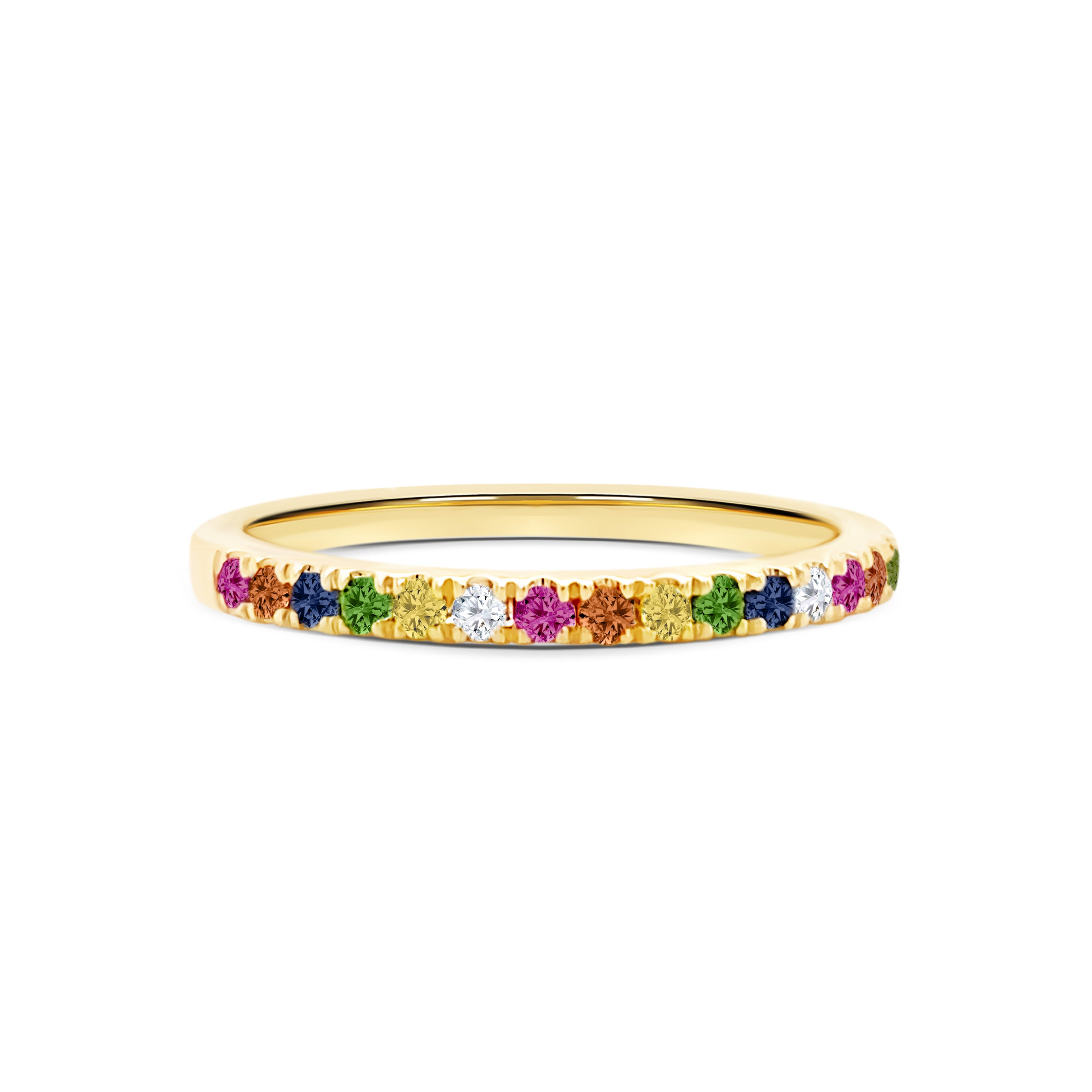 Rainbow Multicoloured sapphires ring from Micheli Jewellery, Melbourne Australia